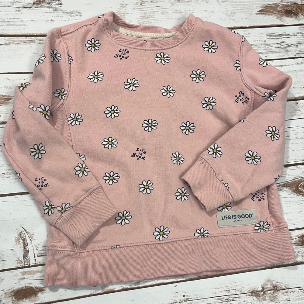 Life‎ Is Good Kids Pink Daisy Sweatshirt